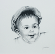 Charcoal drawing of young boy